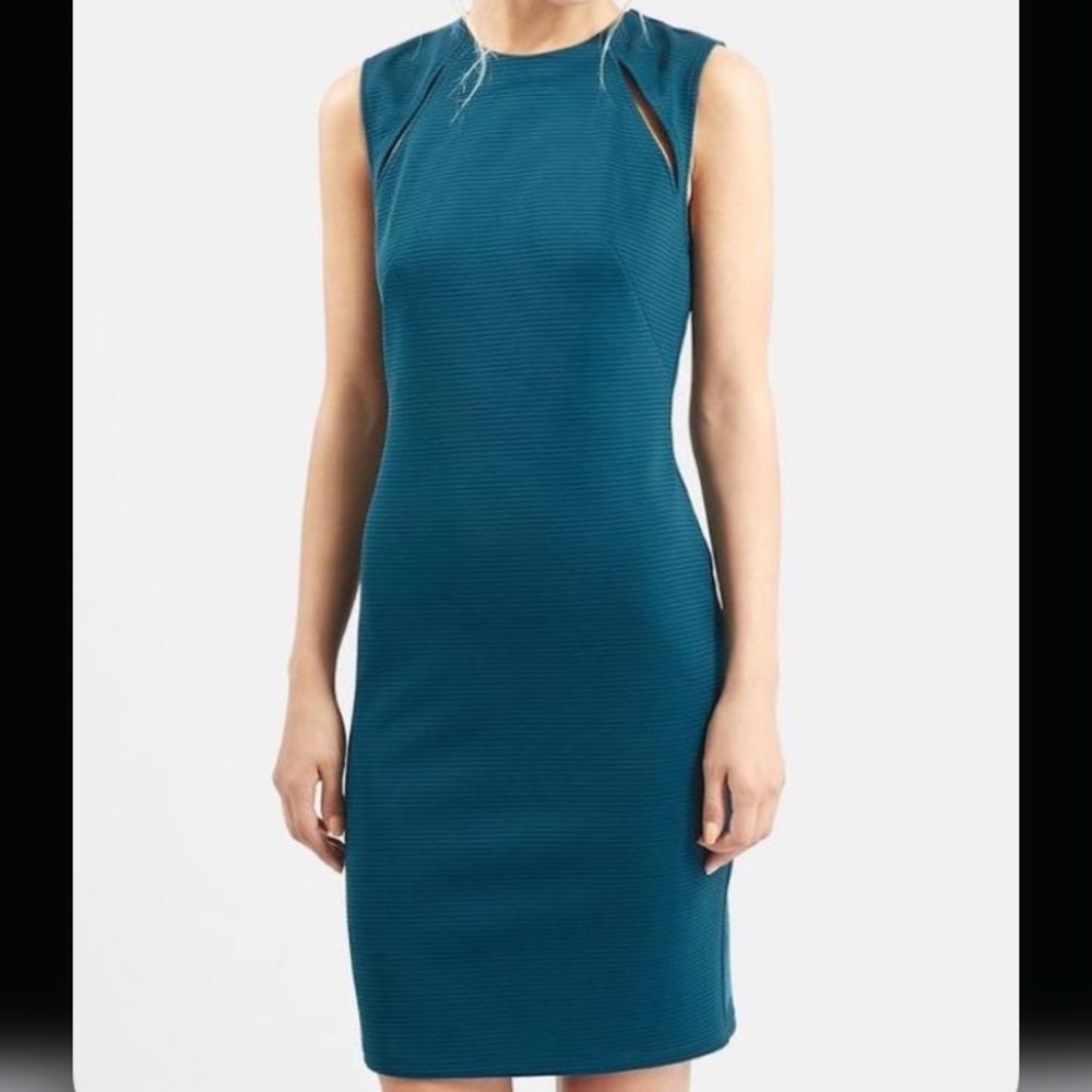 Topshop Teal Splice Bodycon Dress Size 6